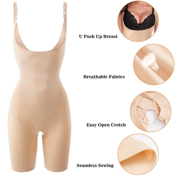 New Waist Trainer Bodysuit Tummy Control Body Shaper Open Bust Shapewear, 3XL - Picture 7 of 14